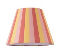 Modern Multi Pink Tone Striped Linen Fabric Coolie Lamp Shade with White Cotton Inner Lining | 18cm x 25cm | for Ceiling Pendant or Lamp by Happy Homewares