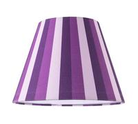 Modern Multi Purple Tone Striped Linen Fabric Coolie Lamp Shade with White Cotton Inner Lining | 18cm x 25cm | for Ceiling Pendant or Lamp by Happy Homewares