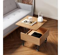 Modern Multifunctal Lift Top Coffee Table with Sto & Pulleys, Adjustable Height, Slish Bei Design for Smal Living Room, Perfect Side Table Solut