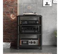 Modern Multifunctional Audio Video Rack for Home Office-HiFi CD DVD Stereo Rack Media Stand Amplifier Stand Corner Shelf for Living Room Office and Entertainment Space(Schwarz,4-Schichtplatte)