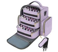 Modern Nail Varnish Storage Nail Polish Organizer Holds 72 Bottles Carrying Case with 3 Removable Pouches Cosmetic Organiser(Purple)