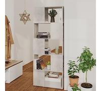 Modern Narrow Concrete Gray Bookshelf Room Divider 60x24x155 cm Wall-Mounted Wooden Storage Cabinet for Living Room & Office Tall Bookcase