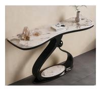 Modern Narrow Console Table with Sintered Stone Top, LED Light Strip, Slim Design for Entryway, Behind Couch, Living Room, Luxury Decor