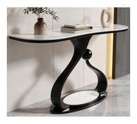 Modern Narrow Console Table with Sintered Stone Top, LED Light Strip, Slim Design for Entryway, Behind Couch, Living Room, Luxury Decor