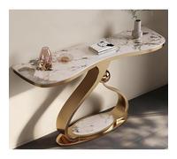 Modern Narrow Console Table with Sintered Stone Top, LED Light Strip, Slim Design for Entryway, Behind Couch, Living Room, Luxury Decor