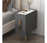 Modern Narrow Nightstand with 2 Drawers 9.8x15.7x19.7in Dark Gray Bedside Table for Small Spaces Stylish Night Table for Bedroom Storage