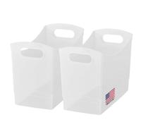 Modern Narrow Organizer Storage Bin, Clear Plastic Household Storage Container for Kitchen Pantry storage, Under Sink Bin, Bathroom/Laundry Room - Made In USA - 2 Pack (Narrow - 13” X 9” X 6”)