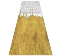 Modern Narrow Runner Rug Balcony Laundry Corridor Hall Floor Non-slip Mat | Golden White Soft Non Slip Easy to Clean Hallway Kitchen Runner Carpet 60cm/70cm/80cm/100cm Wide(70×300cm/2.3ft×9.8ft)