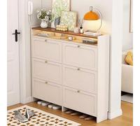 Modern Narrow Shoe Cabinet with 3 Flip Drawers, Adjustable Space-Saving Shoe Rack for Entryway & Hallway, Stylish Storage Solution, 140x24x125cm (55x9x49inch)