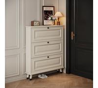 Modern Narrow Slim Shoe Cabinet with 3 Flip Drawers, Adjustable Hidden Shoe Rack with Metal Legs, Space-Saving Storage for Foyer & Hallway, 60x24x118cm (24x9x46inch)