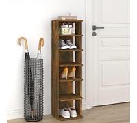 Modern Narrow & Tall Shoe Cabinet with 6 Open Shelves, Stylish Hallway Storage nizer for Shoes, Space-Saving Cupboard, Dimensions: 27.5x27x102 cm