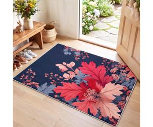 Modern Natural Area Rugs Living Room 120 x 180 cm, Washable Non-Slip Soft Carpet, Botanical Leaf Rug, Stain & Fade Resistant, for Entryway Kitchen Indoor Entrance