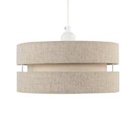 Modern Natural Textured Oatmeal Linen Triple Tier Ceiling Pendant Light Shade | 11w Maximum | Designer Style | 26cm Diameter by Happy Homewares