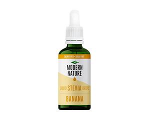 Modern Nature Banana Flavour Drops - Liquid Stevia Drops Sweetner - 0 Calorie Skinny Sugar Free Syrup Alternative - For Flavoured Protein Shakes, Yoghurt, Porridge, Milk, Keto & Vegan Sweetener 50ml