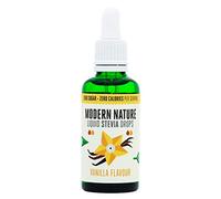 Modern Nature Liquid Stevia Drops 50ml Sweetener - Vanilla Flavoured - with Glass Dropper - Keto - Paleo - Vegan - Diabetic (1)