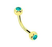 Modern Nature Piercing-Schmuck Mini Banana Gold in 1.2 mm with Two Stone Balls, 7 mm, Kugeln 3 mm, Stainless Steel, No Gemstone
