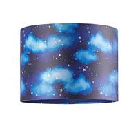 Modern Navy Blue Childrens Lamp Shade with Bright Gold Stars and White Clouds Happy Homewares Midnight 10 inches