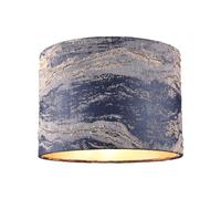 Happy Homewares Navy Blue Jacquard Cotton Lamp Shade with Gold Leaf Foil Wavy Decor