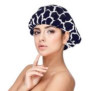 Modern Navy Blue Moroccan Geometric,Adult's Satin Sleeping Cap - Women's Elastic Sleep Bonnet, Adjustable Overnight Hair Cover