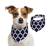 Modern Navy Blue Moroccan Geometric,Dog Bandanas Cotton Pet Scarf Adjustable Bibs for Pet,M