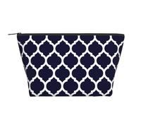 Modern Navy Blue Moroccan Geometric, Toiletry Pouch Makeup Bag Cosmetic Bag Portable Travel Toiletry Bag