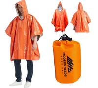 Modern Need Rain Ponchos for Adults Reusable | Survival Clothing Waterproof Rain Coat for Men Women | Thermal Emergency Poncho with Hood | Packable Blanket Jacket for Outdoor, Camping