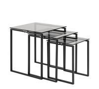 Modern Nest of 3 Glass Tables with Metal Base - Stylish Space-Saving Design