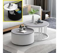 Modern Nesting Coffee Table Set of 2Stylish Round Glass Top Tables with Storage Sturdy Metal Frame Industrial Design Perfect for Small Spaces