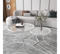 Modern Nesting Coffee Tables Set of 2 for Living Room, White Contemporary Accent Tables for Snacks & Drinks, Stylish Center Table for Decor, 60+45 cm