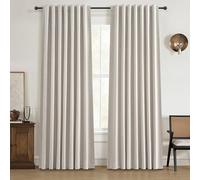 Modern Neutral 90 Inch Blackout Sliding Glass Door Curtains Light and Draft Blocking Curtains & Drapes for Living Room Traverse Ring Top Back Tab Heavy Duty Lined Linen Burg Cottagecore Nursery 2 Pack