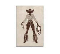 Modern Neutral Wall Art, Classic Western Minimalist Line Cowgirl Hanging Paintings Poster, Vintage Feminine Illustration Art for Home And Teenager's Room Wall O 12x18inch(30x45cm)