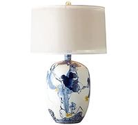 Modern New Chinese Blue Hand-Painted Loofah Ceramic Table Lamp Retro Model Room Living Room Bedroom Bedside Decorative Lamps Decorate