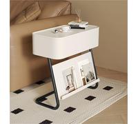 Modern Night Stand Creative Bedside Table Small Storage Cabinet with Rotatable Desktop Metal Side Table Magazine Table with Storage All Occasion(White,Without Wheels)
