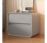 Modern Nightstand with 2 Drawers Light Gray Microfiber Leather Bedside Table Stylish Bedroom for Living Room/Dormitory 50cm Size
