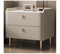 Modern Nightstand with 2 Drawers Light Luxury Bedside Table Slate Top Storage End Table for Bedroom & Living Room 45cm Height Stylish Home Furniture