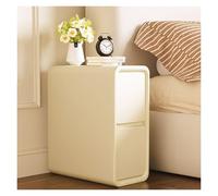 Modern Nightstand with Drawers, Faux Leather Bedside Cabinet, Hidden Compartment, Stylish Storage for Bedroom, Living Room, Study - Milky White, 20cm