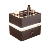 Modern Nightstand with Drawers LED Light and Combination Lock No Assembly Required Ideal for Bedroom and Living Room.