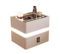 Modern Nightstand with Drawers LED Light & Combination Lock No Assembly Required Stylish Design for Bedroom & Living Room Space-Saving Storage Solution