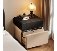 Modern Nightstand with Secret Compartment Integrated Legs Hidden Storage Three Drawers Fingerprint Lock - Perfect for Bedroom (E 40 * 40 * 50cm/16 * 16 * 20in)