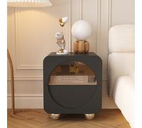 Modern Nightstand with Tempered Glass Drawers and Stainless Steel Legs for Bedroom and Living Room