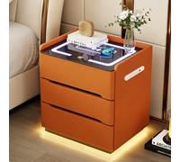 Modern Nightstand with Wir Charging & USB Port 3Der Bedside Table in PU LeatherConcea Handle50x40x52cm/20x16x20in