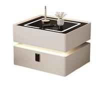 Modern Nightstand with Wireless Charging Wooden Side Table with Combination Lock 3-Color LED Light for Bedroom and Living Room Stylish and Functional End Table