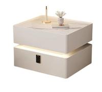 Modern Nightstand with Wireless Charging Wooden Side Table with Combination Lock Tri-Color LED Light for Bedroom and Living Room Stylish and Functional Design