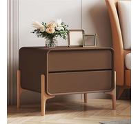 Modern Nightstands PU Leather with 2 Drawers Luxury Solid Wood Bedside Table Narrow End Tables for Small Spaces Durable Bedroom Cabinet Organizer Furniture,A,45x40x50cm