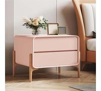 Modern Nightstands PU Leather with 2 Drawers Luxury Solid Wood Bedside Table Narrow End Tables for Small Spaces Durable Bedroom Cabinet Organizer Furniture,A,45x40x50cm