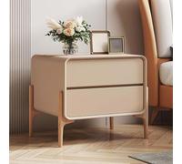 Modern Nightstands PU Leather with 2 Drawers Luxury Solid Wood Bedside Table Narrow End Tables for Small Spaces Durable Bedroom Cabinet Organizer Furniture,A,45x40x50cm