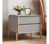 Modern Nightstands PU Leather with 2 Drawers Luxury Solid Wood Bedside Table Narrow End Tables for Small Spaces Durable Bedroom Cabinet Organizer Furniture,A,45x40x50cm