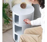 Modern Nordic Bedside Cabinet with Drawers & Sliding Door - Stylish 2/3/4 Tier Nightstand Storage Unit for Bedroom Round Design Plastic Night Table Space-Saving Chest