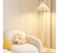 Modern Nordic Cream Floor Lamp - Rustproof Iron Standing Light with Pleated Fabric e - Detive Veal Reading Lamp for Living Room & Bedroom