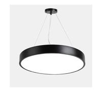 Modern Nordic Discs -Shaped Pendant Light Ultra-Thin Round Hanging Ceiling Lamp with Adjustable 100cm Height Industrial Metal Acrylic Lampshade for Office Kitchen 40/50/60CM(Black 3000K,50CM)